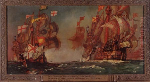The Spanish Fleet Driven Towards The Flanders Coast After Fighting All Day, Make For The North Sea - view 1
