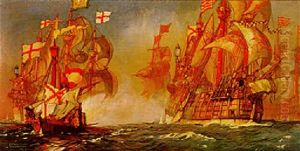 The Spanish Fleet Driven Towards The Flanders Coast After Fighting All Day The Spanish Fleet Driven Towards The Flanders Coast After Fighting All Day