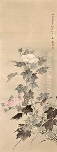 Peonies And Sparrow