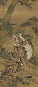 Tiger And Bamboo by  Shokatsukan
