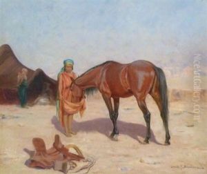 La Halte Des Cavaliers Arabes by John Lewis Shonborn