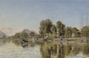 Village Scene On A River, Northern India (chenab River ?) Village Scene On A River, Northern India (chenab River ?)
