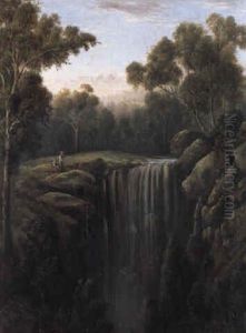 At The Waterfall by William Short Sr.