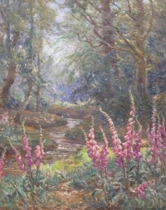 Foxgloves In The New Forest by Frederick Golden Short