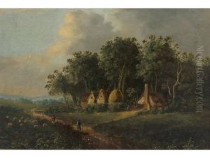 Drover And Sheep In A Coutry Lane (+ Another Landscape; 2 Works) Drover And Sheep In A Coutry Lane (+ Another Landscape; 2 Works)