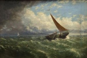 Fishing Boat At Sea (+ Harbor Scene; 2 Works) by Richard Short