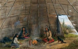 Family Cooking In Their Teepee by Edward Scope Shrapnel
