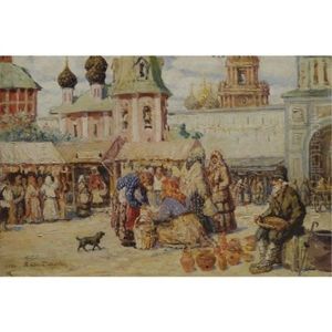 Market Scene by Vadim Mikhailovich Shulz