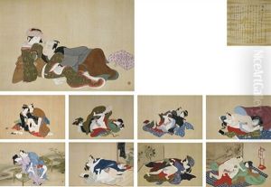 Nine Erotic Scenes From Secret Games In The Spring Palace (shunkyu Higi) by Katsukawa Shunsho