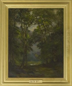 Forest Stream With A Mountain In The Distance by Roswell Morse Shurtleff
