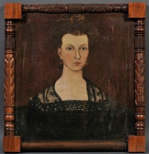 Portrait Of An Elegantly Attired Woman With Tortoiseshell Comb, Black Dress