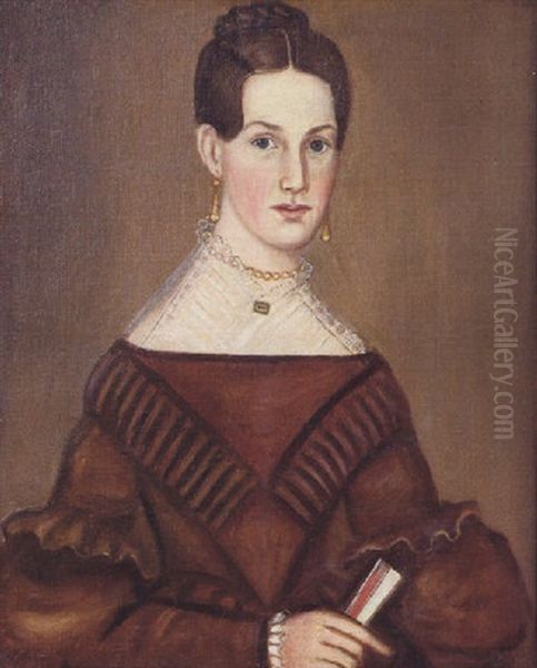 A Portrait Of A Dark Haired Young Woman Wearing A Brown Dress - view 1