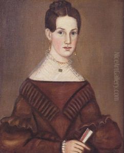 A Portrait Of A Dark Haired Young Woman Wearing A Brown Dress by Ruth Whittier Shute