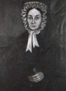 Portrait Of A Woman Wearing A Lace Bonnet And Holding A Book by Ruth Whittier Shute