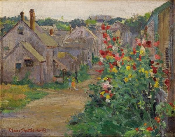 Hollyhocks - view 1