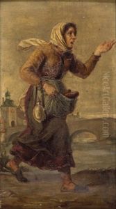 Gestikulierendes Weib Vor Einer Stadt by Alfons Siber