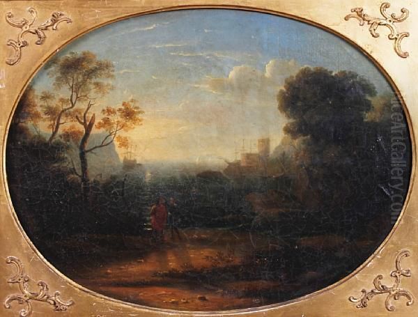 A Classical Harbour Scene With Figures - view 1