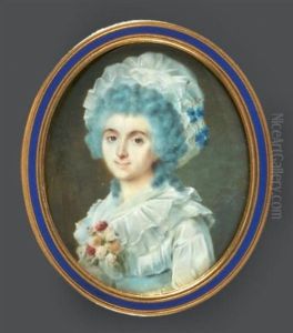 Portrait De Jeune Femme En Buste De Trois-quarts Vers La Gauche Presque De Face, En Robe De Voile Blanc A Double-col Ornee De Roses by Louis Marie Sicard