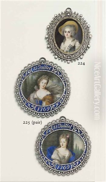 A Young Lady Called Mademoiselle Victorine De Chastenay-lanty, In White Dress With Laced Green Bodice And Fichu, Posy Of Forget-me-nots Pinned... - view 1