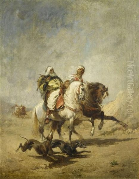 Zwei Reitende Beduinen Auf Der Jagd - view 1