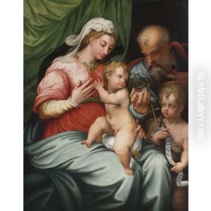 Madonna And Child With The Infant St. John The Baptist by Girolamo Sicciolante Da Sermoneta