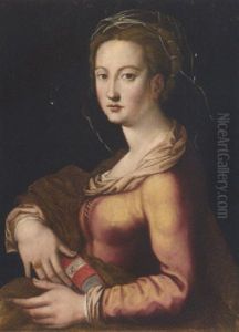 Giovane Donna Con Libro by Girolamo Sicciolante Da Sermoneta