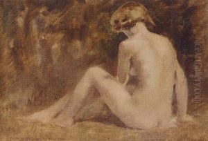 Seated Female Nude by Ernest Leopold Sichel