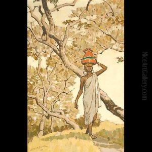 African Lady Carrying A Vessel by Harold M. Sichel