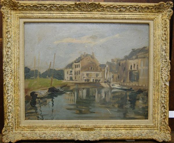 French River Scene With Buildings - view 1