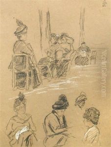 A Sketch Of Edwardian Women In Hats by Walter Richard Sickert