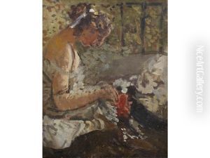 Girl On A Bed Sewing by Walter Richard Sickert