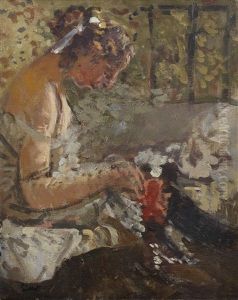 Girl On A Bed Sewing by Walter Richard Sickert