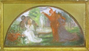 Mephistopheles In A Garden With Figures