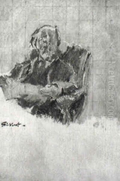 George Moore Reading A Newspaper - view 1