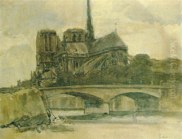 Notre Dame From The Banks Of The Seine - view 1