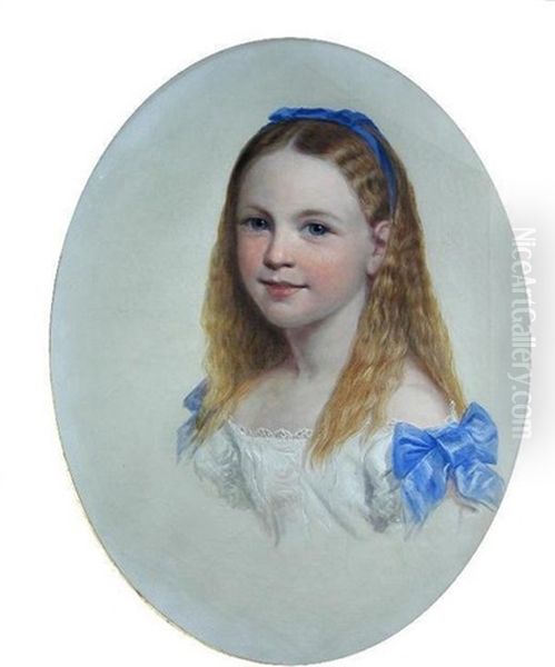 Portrait Of Miss Harriet Sidley, As Alice In Wonderland, In A Lace Dress With Blue Ribbons - view 1