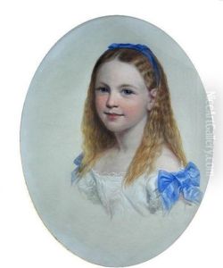 Portrait Of Miss Harriet Sidley, As Alice In Wonderland, In A Lace Dress With Blue Ribbons