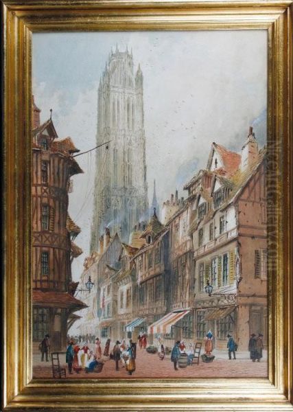 A Tudor Street With A Cathedral In The Background - view 1