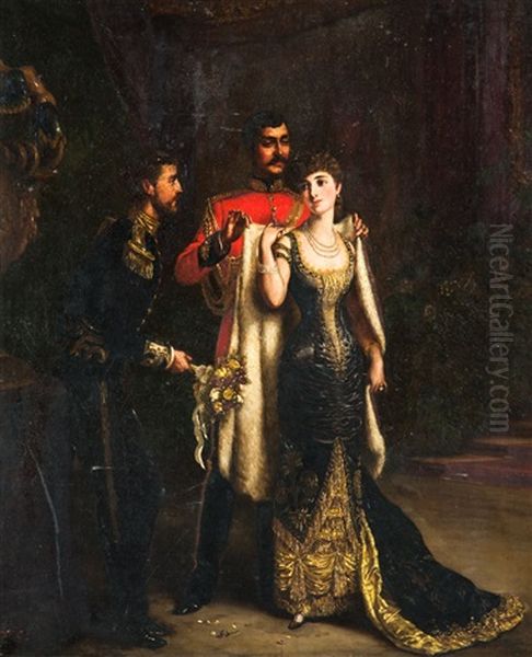 Portrait Of A Lady And Two Gentlemen - view 1
