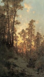 Kleine Landschaft Mit Bauer Am Wegrand by Zygmunt Sidorowicz