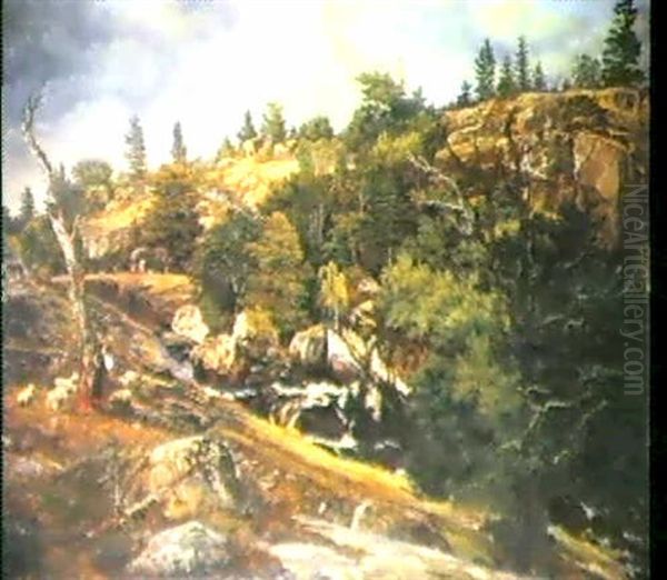 Vogterpige Med Far I Klippelandskab Med Elv - view 1