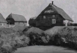 Rietgedeckte Gehofte Auf Einer Hallig by Arthur Siebelist