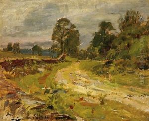 Rural Landscape With Dry Stone Fence And Alpine Landscape: Two Works by Edward Selmar Siebert
