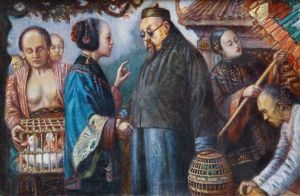 Conversation On A Market In China by Arthur Johannes Siebner
