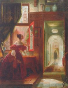 Elegant Figures In An Interior by Hubertus Nicolaas Sieburgh