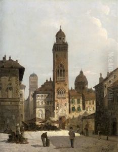 Marktplatz Vor Dem Rathaus In Pestrina - Capriccio by August Siegen