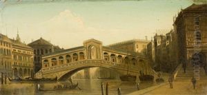View Of Ponte Di Rialto In Venice by August Siegen
