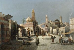 Strasenszene In Kairo by August Siegen