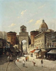 A Capriccio View Of Porta Capuana, Naples by August Siegen