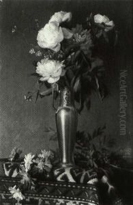 Still Life Of Peonies In An Oriental Vase by Rudolph Sieger